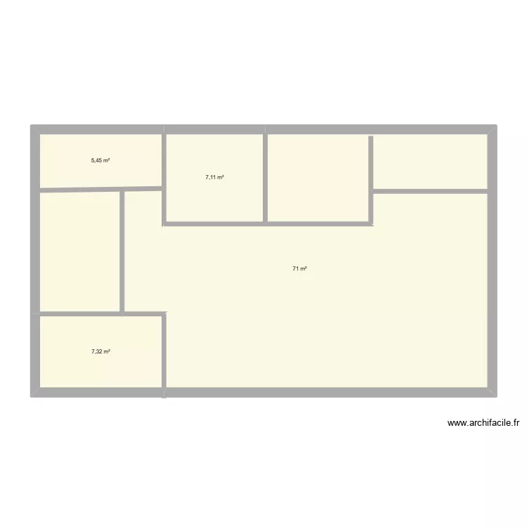 plan mitard. Plan de 4  et 91 m²