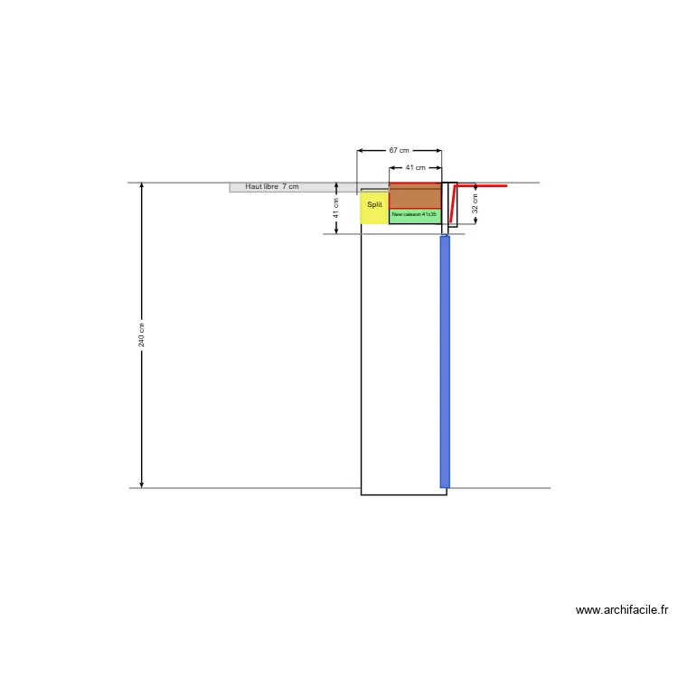plan split chambre bleue. Plan de 