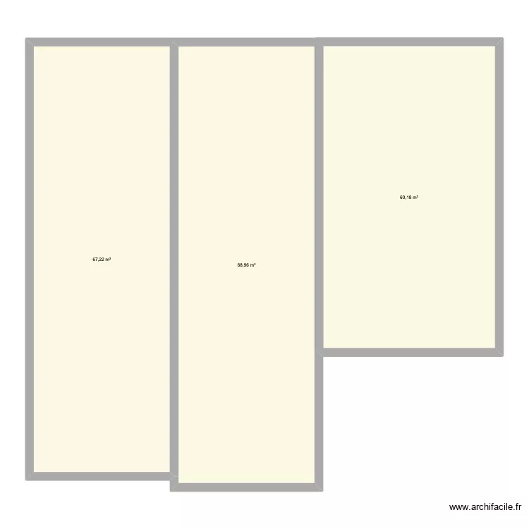 RDC P2. Plan de 3 pièces et 196 m²