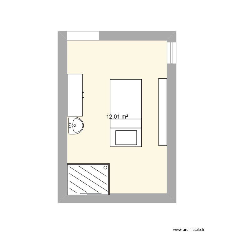 cabine independante. Plan de 1 pièce et 12 m2