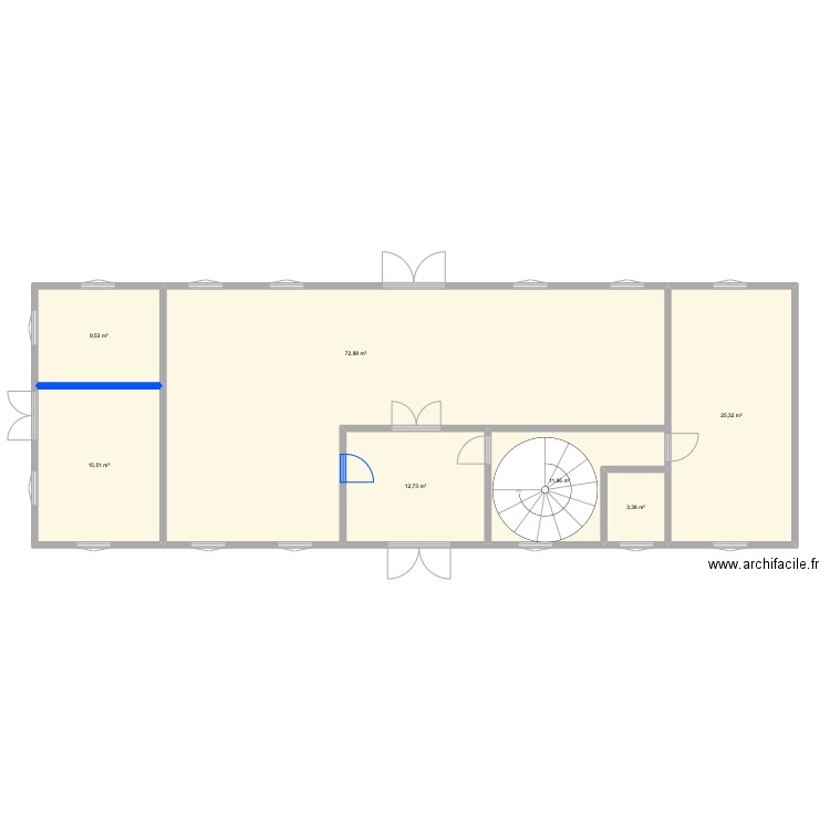 Chateau Jean Jaures RDC. Plan de 7 pièces et 151 m2