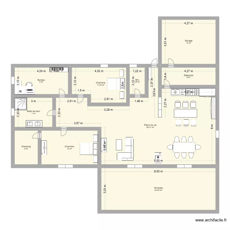 Plan Laloubere final. Plan de 10  et 156 m²