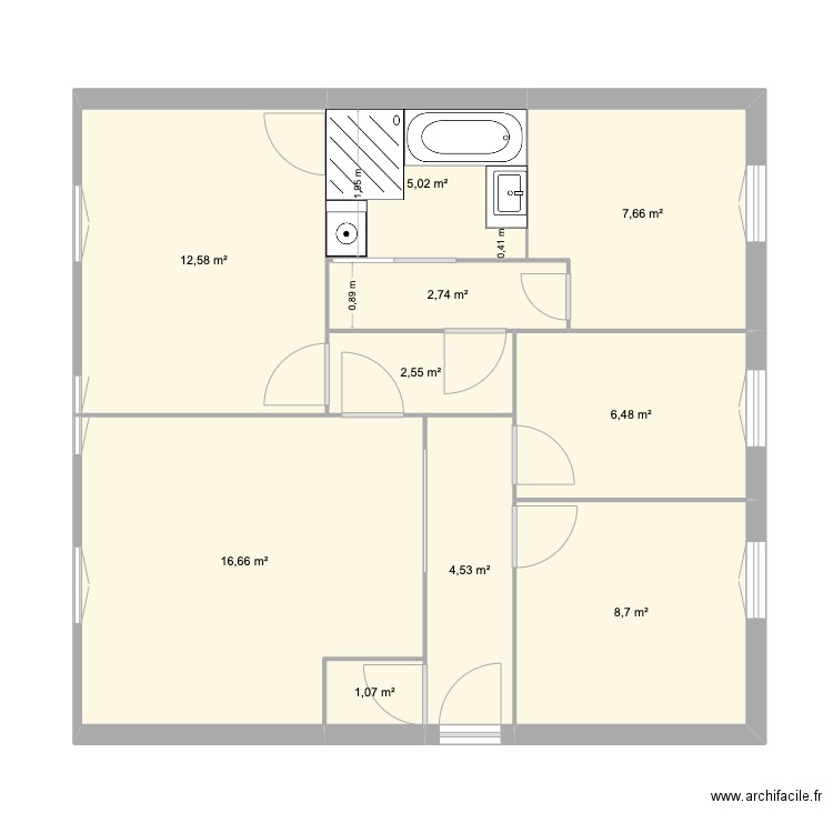 Marin13. Plan de 10 pièces et 68 m2
