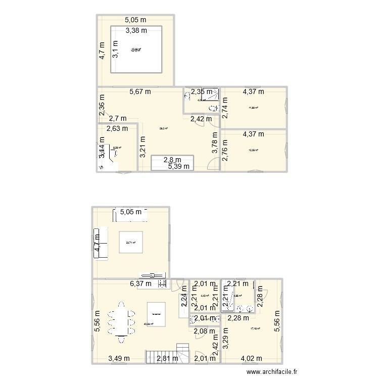 wam. Plan de 14 pièces et 198 m2