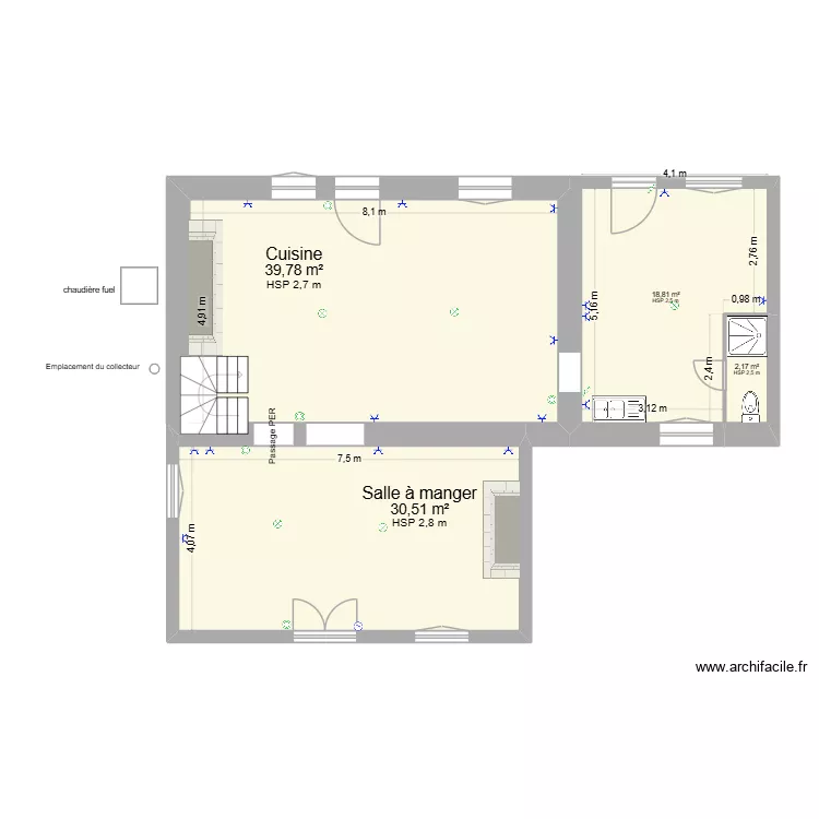 Les R&eacute;mouleurs Rdc PER. Plan de 4  et 91 m²