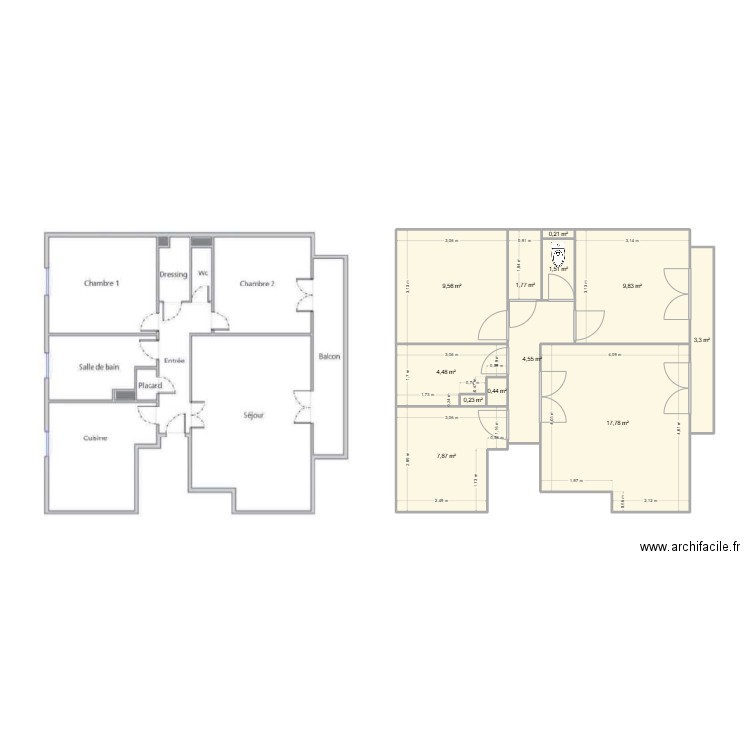 appt. Plan de 12 pièces et 62 m2