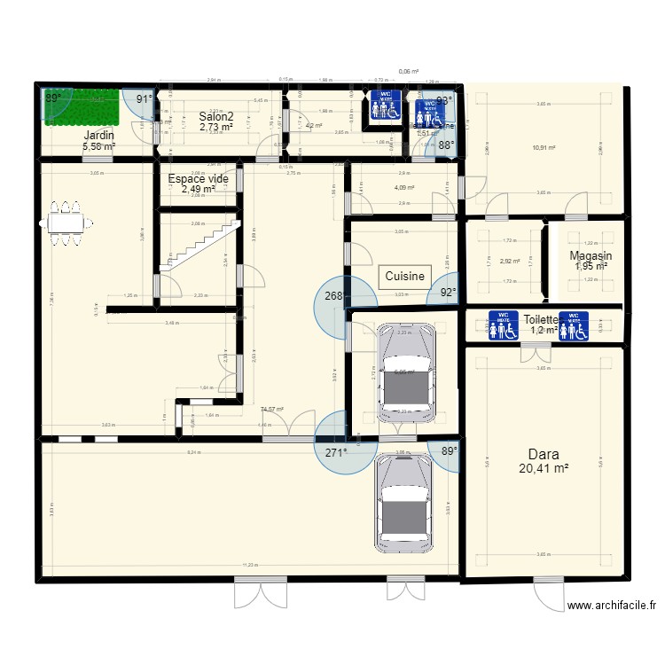 plan maison RDC. Plan de 17 pièces et 168 m2