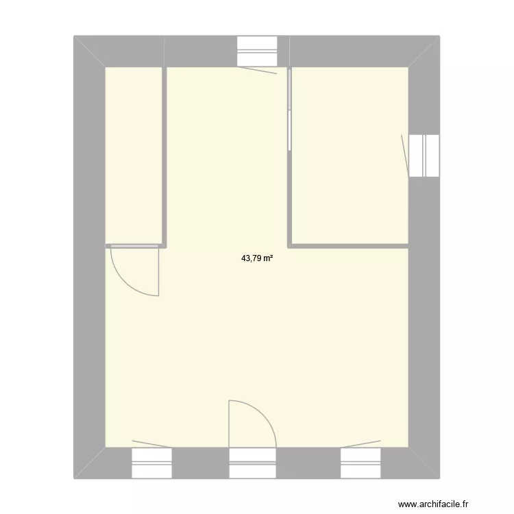 etage  1. Plan de 1  et 44 m²