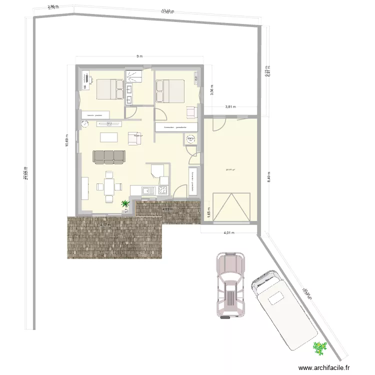Chateauneuf intérieur. Plan de 3 et 110 m² Chateauneuf intérieur. Plan de 3 et 110 m²
