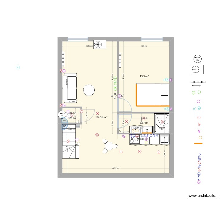 Combles. Plan de 0 pièce et 0 m2