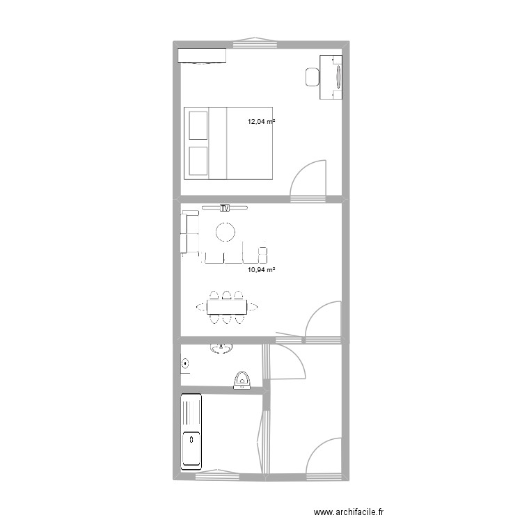 clovissfe. Plan de 2 pièces et 23 m2