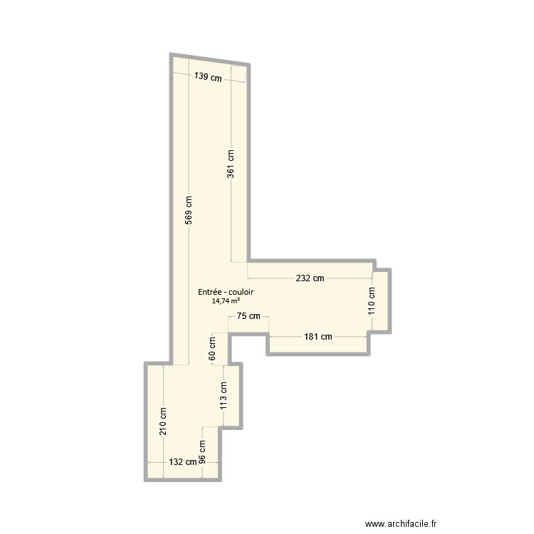 Charlès-Trousard - Entrée. Plan de 1 pièce et 15 m2