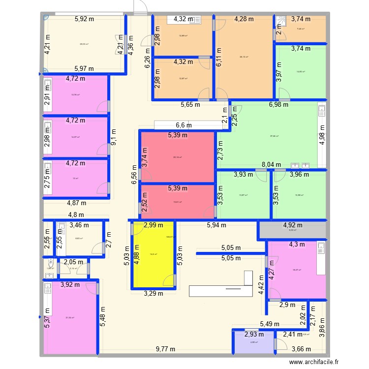 Walfer Tom. Plan de 25 pièces et 484 m2