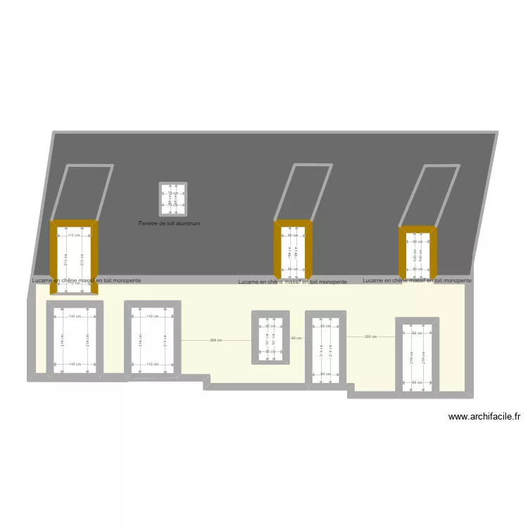 facade. Plan de 11  et 104 m²