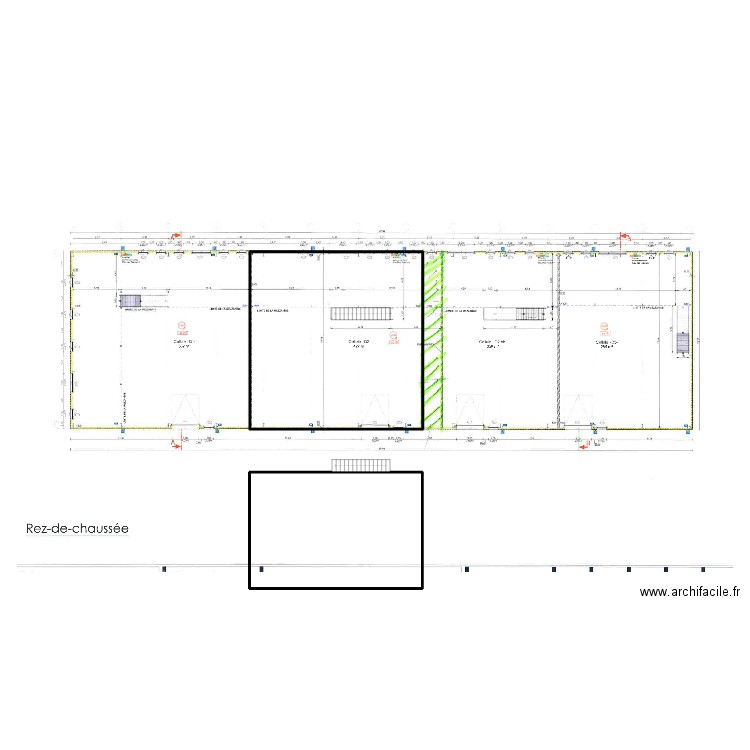 51531-croquis RDC et mezzanine. Plan de 2 pièces et 172 m2