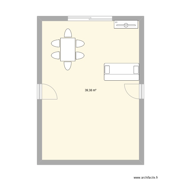 plan 1. Plan de 1 pièce et 39 m2