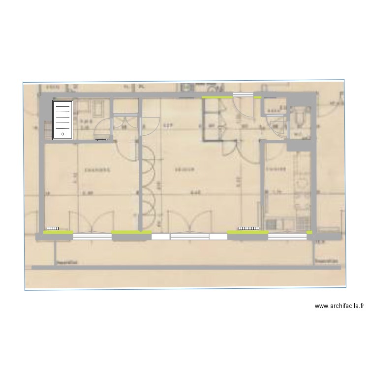 Marguettes. Plan de 4 pièces et 62 m2