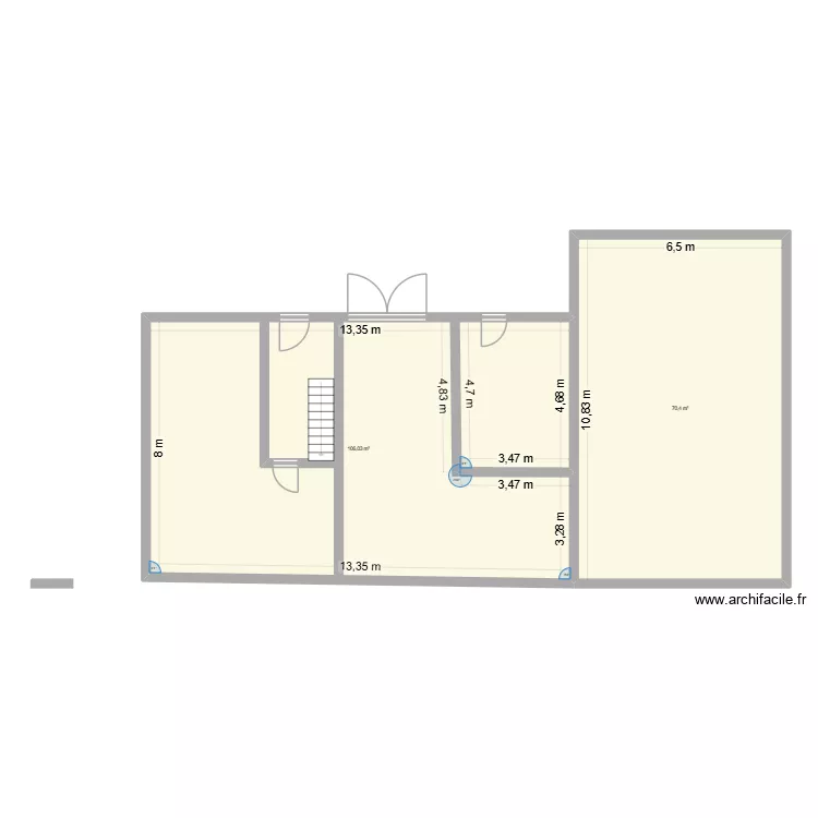 Hemptinne. Plan de 2  et 176 m²