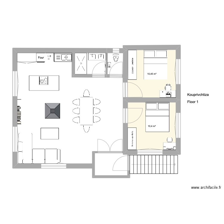 Kouprivtitza 2. Plan de 2 pièces et 21 m2