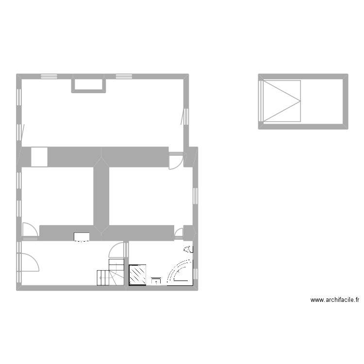Vaux rez. Plan de 2 pièces et 11 m2