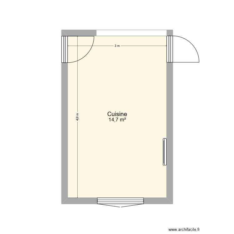 cuisine. Plan de 1 pièce et 15 m2
