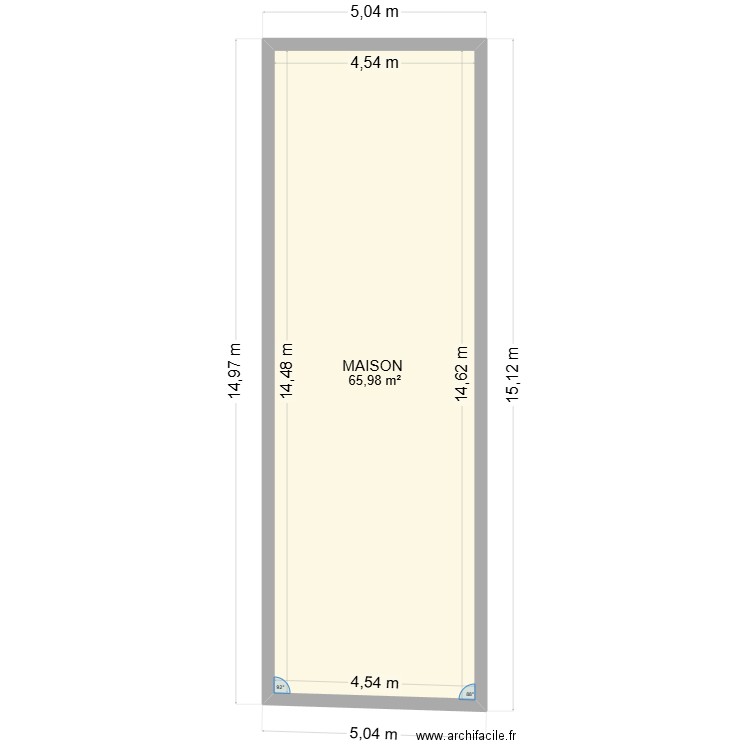 Projet extension. Plan de 1 pièce et 66 m2
