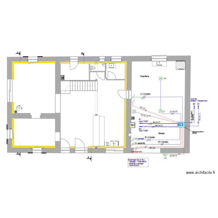 Garage_Electricité_Eclairage_E0_V4. Plan de 1 pièce et 154 m2
