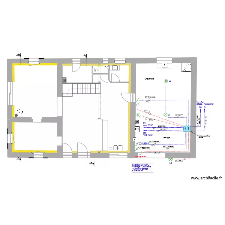 Garage_Electricit&eacute;_Eclairage_E0_V4. Plan de 