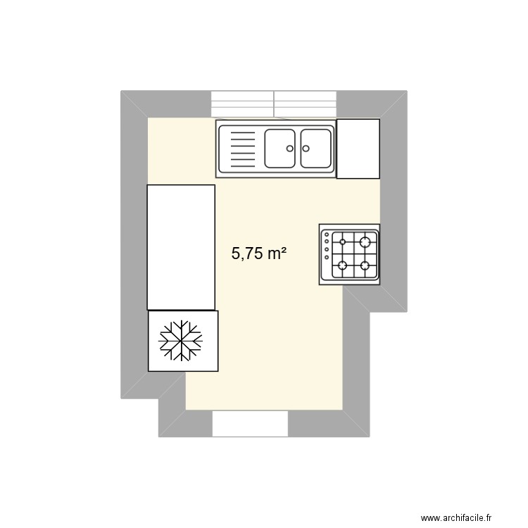 CUCINA. Plan de 1 pièce et 6 m2