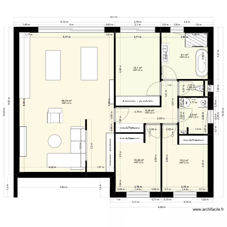 RP Galinou v4. Plan de 9  et 101 m²