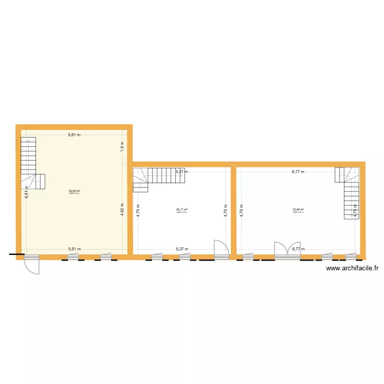 maisons. Plan de 4  et 197 m²