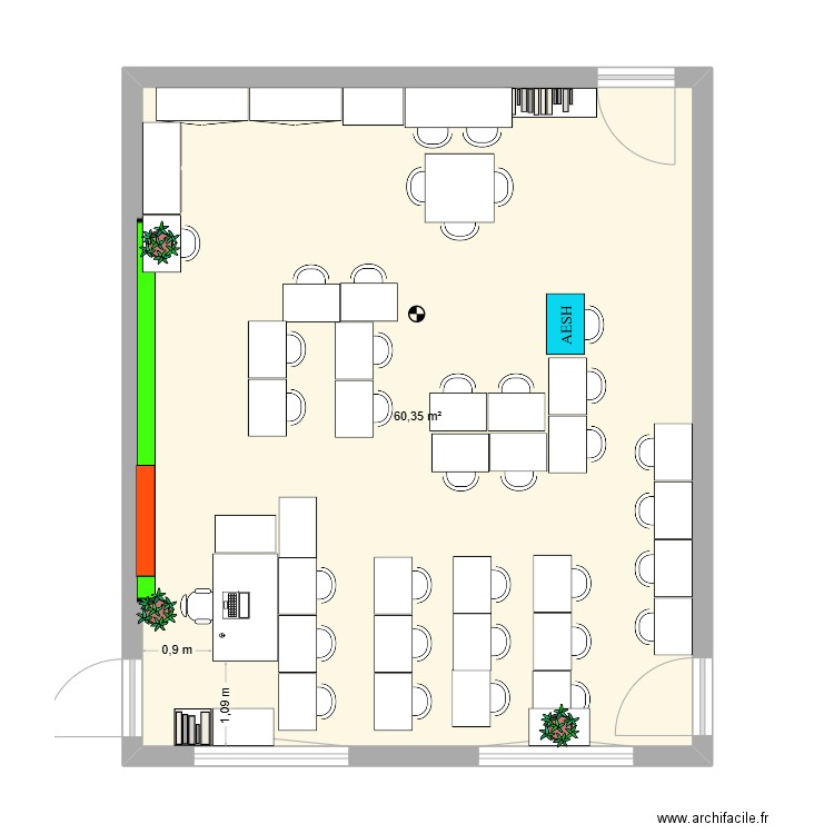 CM1b2. Plan de 1 pièce et 60 m2