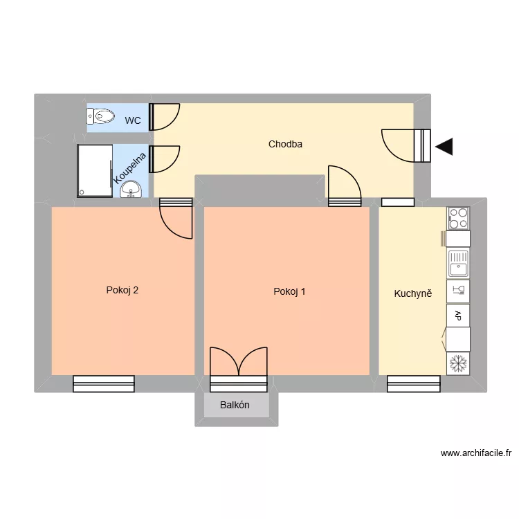 17. listopadu 676, byt 5. Plan de 10  et 62 m²