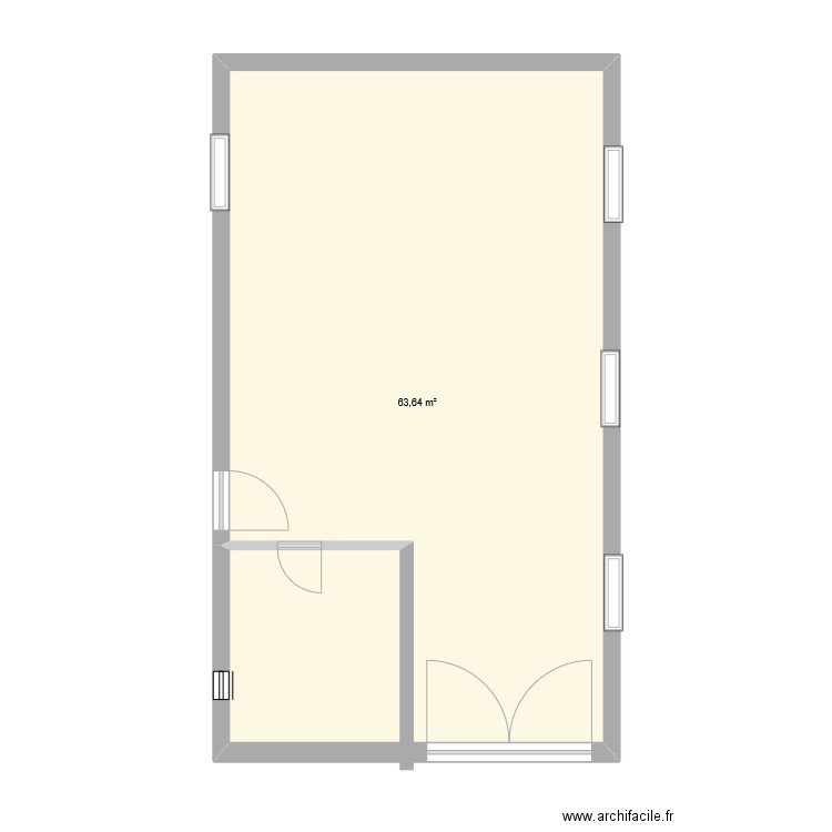 BAT SPORT. Plan de 1 pièce et 64 m2