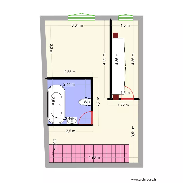 Plant 2 &eacute;m &eacute;tage Ioumad. Plan de 3  et 39 m²