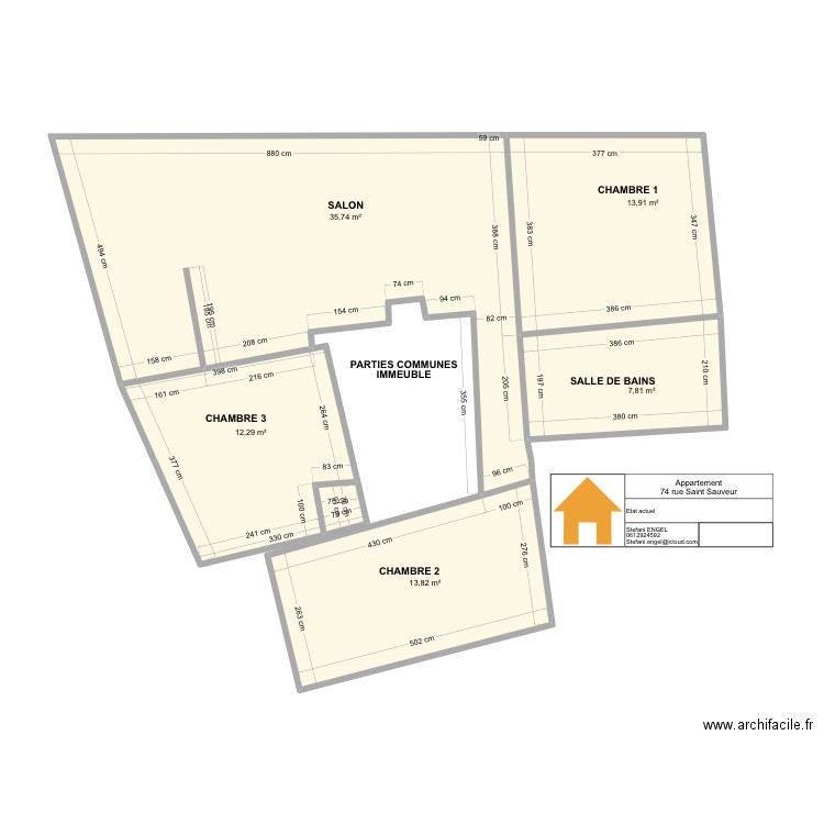 Plans appart actuel cot. Plan de 6 pièces et 84 m2