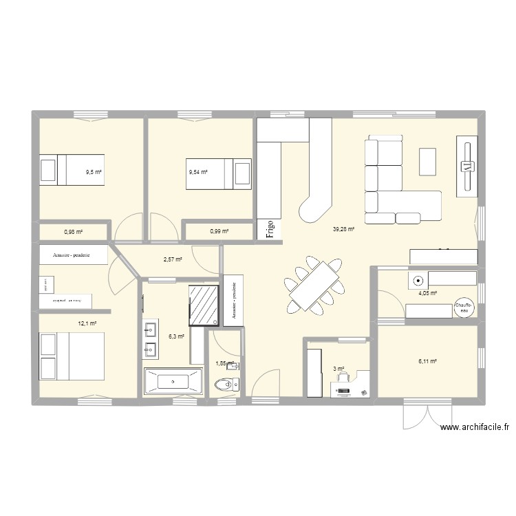 Maison 2. Plan de 12 pièces et 97 m2