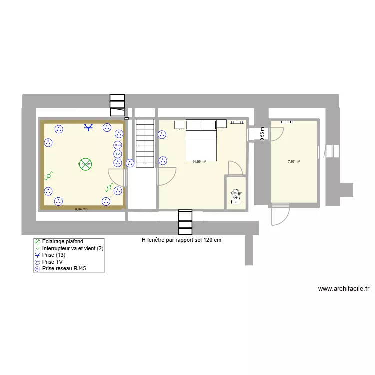 ELEC CH lambris. Plan de 5  et 38 m²