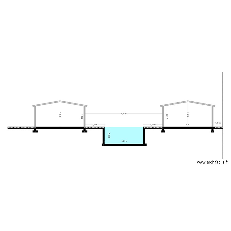 Plan coupe terrain/construction. Plan de 0 pièce et 0 m2
