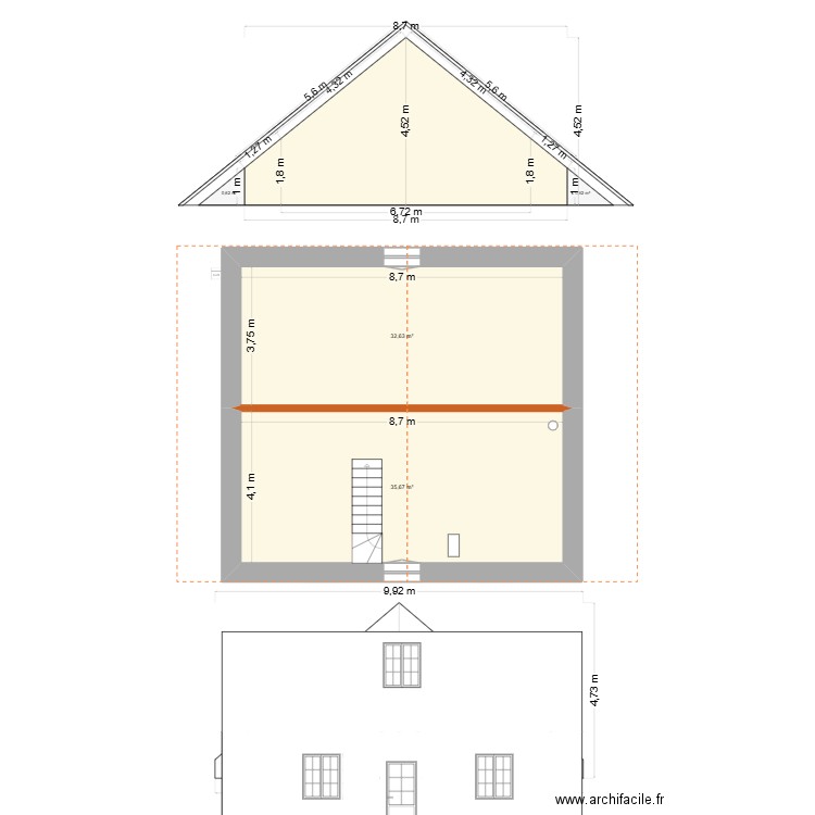 Marcey origine. Plan de 10 pièces et 199 m2