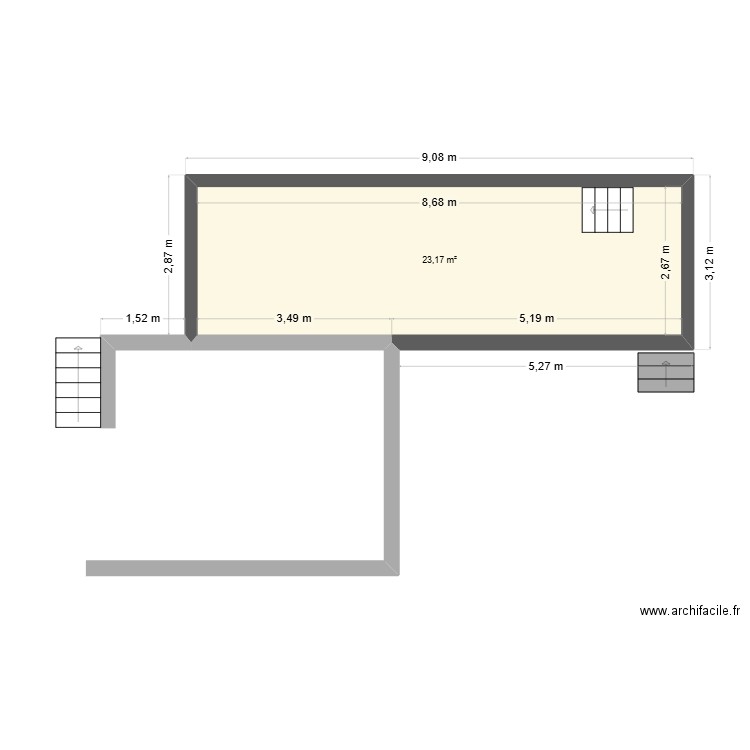 piscine. Plan de 1 pièce et 23 m2