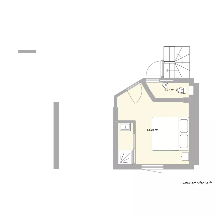 Chambre Bas V2. Plan de 2 et 16 m² Chambre Bas V2. Plan de 2 et 16 m²
