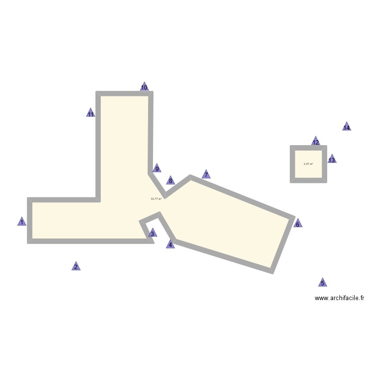 EIE NASSOGNE. Plan de 2 pièces et 56 m2