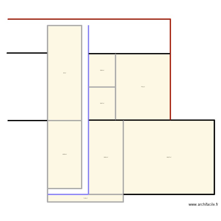 batiment implantatiob. Plan de 8 pièces et 445 m2