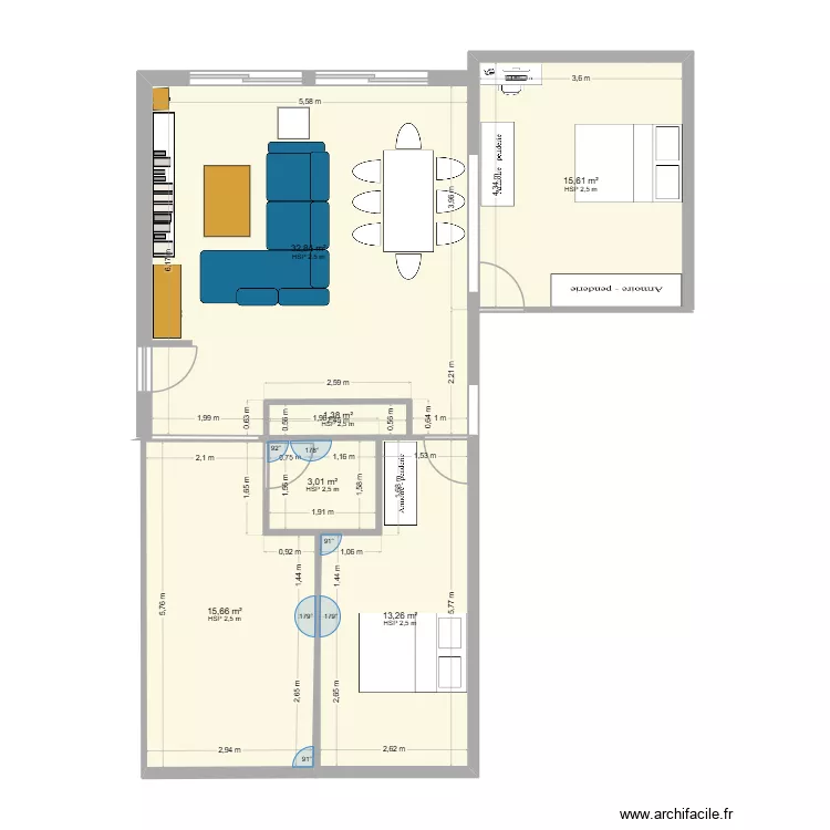 appartement. Plan de 6  et 82 m²
