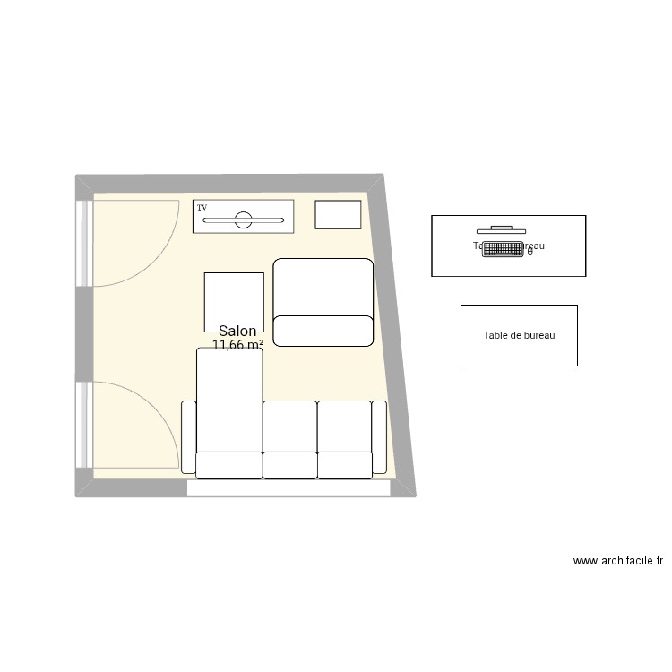 Salon. Plan de 1 pièce et 12 m2