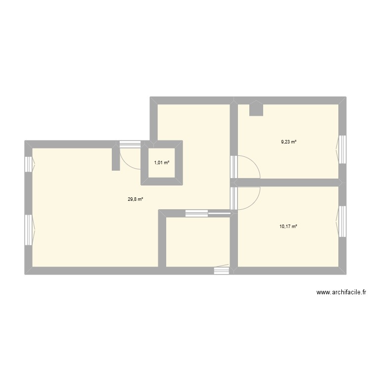 appartement. Plan de 4 pièces et 50 m2