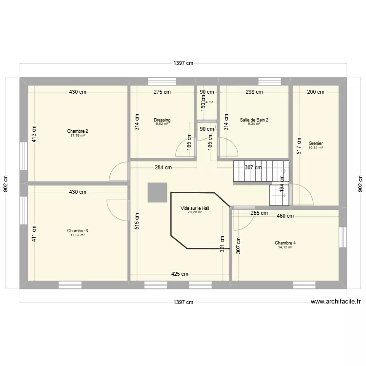 Etage 126 m2. Plan de 