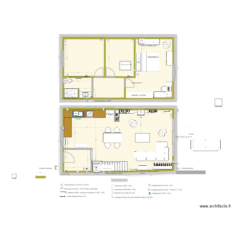 PLANS MAISON cuisine avec sas entrée. Plan de 8 pièces et 189 m2