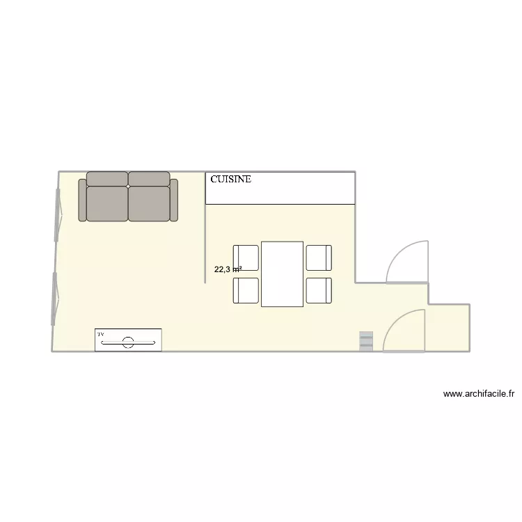 SALON/ CUISNE. Plan de 1 et 22 m² SALON/ CUISNE. Plan de 1 et 22 m²